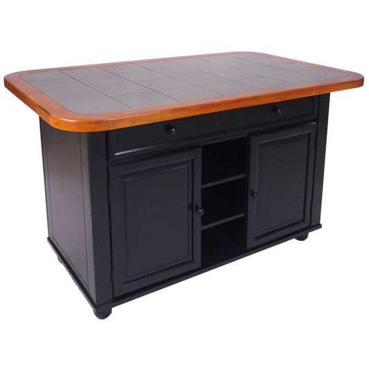 Sunset Trading - Antique Black Kitchen Island with Cherry Trim and Inlaid Granite Top - CY-KITT02-BCH veiw 1