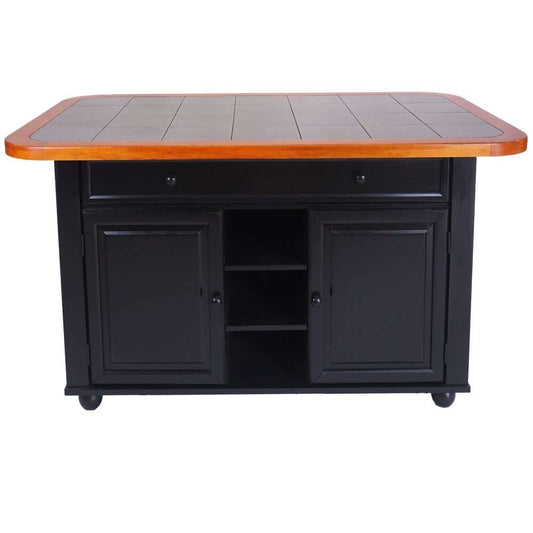 Sunset Trading - Antique Black Kitchen Island with Cherry Trim and Inlaid Granite Top - CY-KITT02-BCH veiw 2