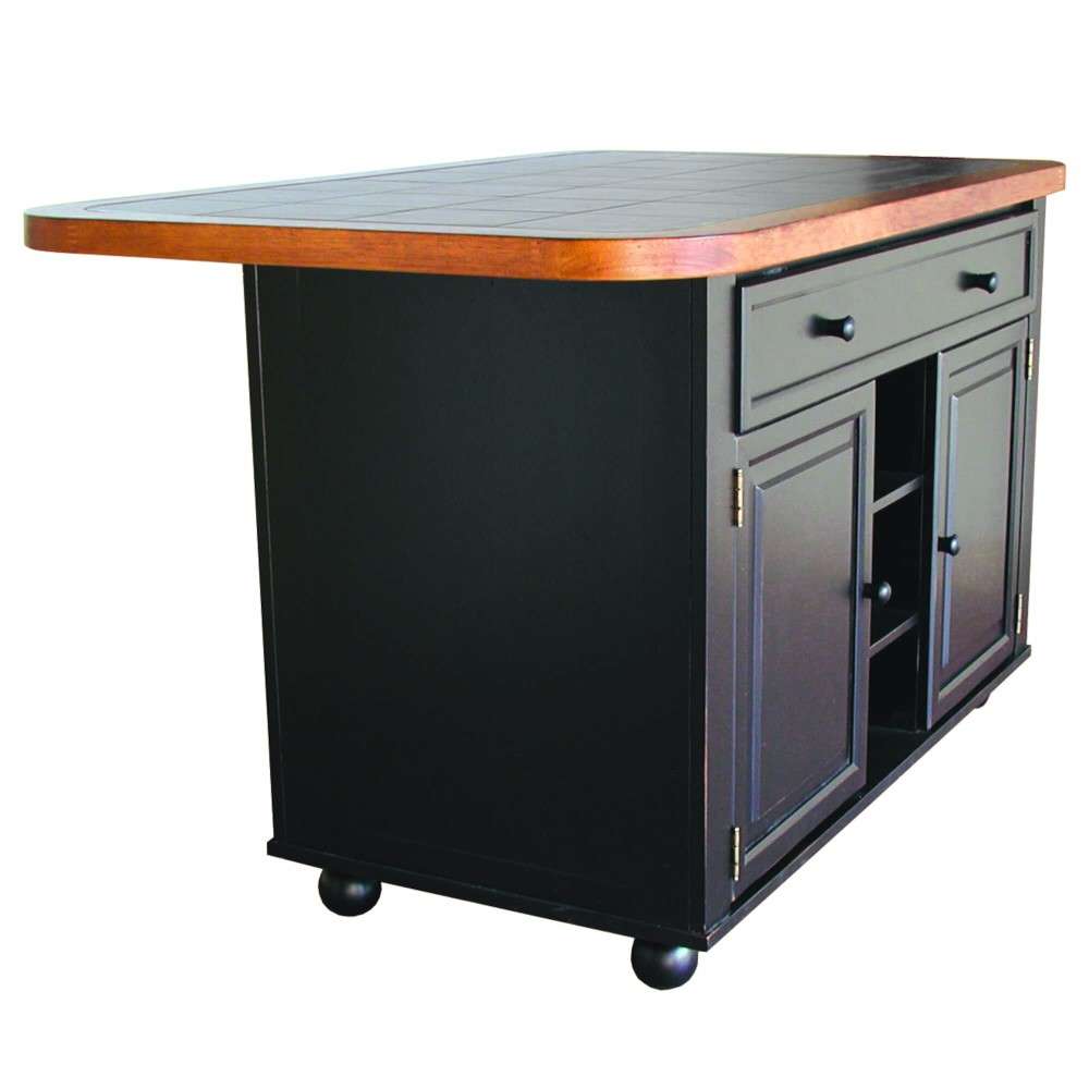 Sunset Trading - Antique Black Kitchen Island with Cherry Trim and Inlaid Granite Top - CY-KITT02-BCH veiw 3