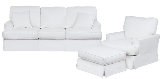 Sunset Trading - Ariana 3 Piece Slipcovered Living Room Set Sleeper Sofa Chair With Ottoman Performance White - SU-78341-20-30-81 veiw 1