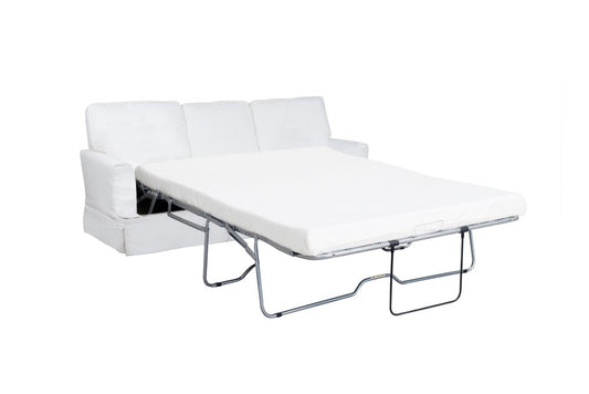 Sunset Trading - Ariana 3 Piece Slipcovered Living Room Set Sleeper Sofa Chair With Ottoman Performance White - SU-78341-20-30-81 veiw 2