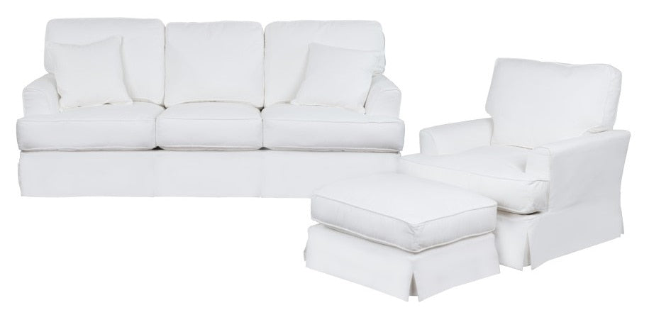 Sunset Trading - Ariana 3 Piece Slipcovered Living Room Set Sofa Chair With Ottoman Performance White - SU-78301-20-30-81 veiw 1