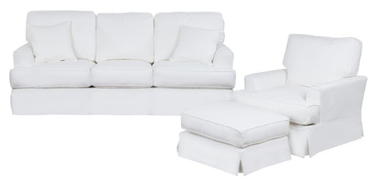 Sunset Trading - Ariana 3 Piece Slipcovered Living Room Set Sofa Chair With Ottoman Performance White - SU-78301-20-30-81 veiw 1