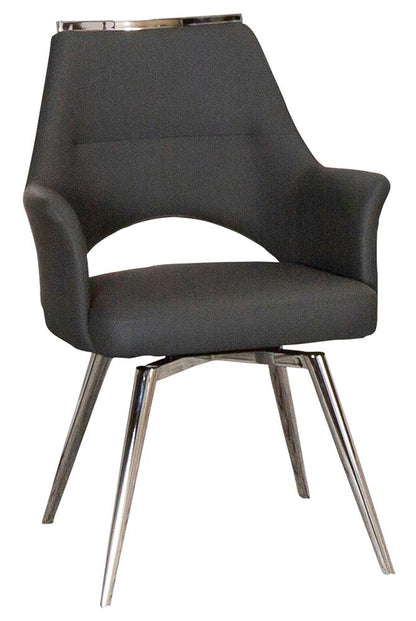 Sunset Trading - Atlas Upholstered Swivel Dining Chair w Arms  - Dark Gray/Silver Chrome Legs - CR-G5033-01 veiw 1