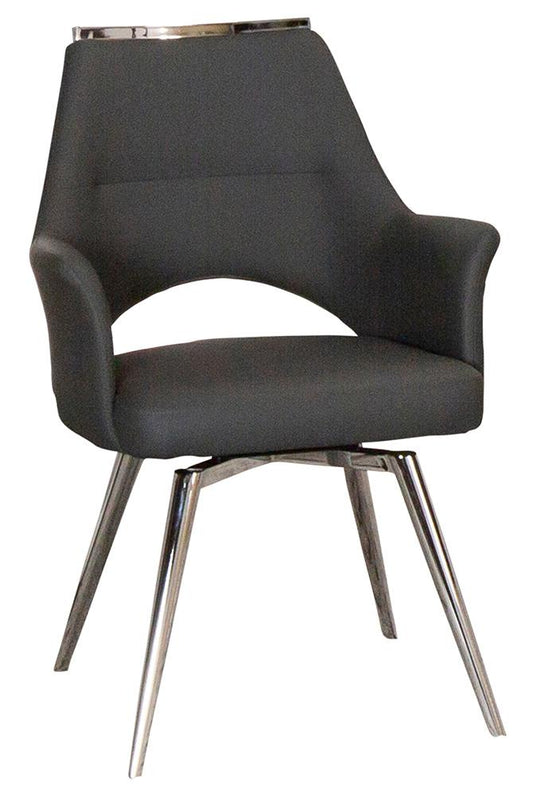 Sunset Trading - Atlas Upholstered Swivel Dining Chair w Arms  - Dark Gray/Silver Chrome Legs - CR-G5033-01 veiw 1
