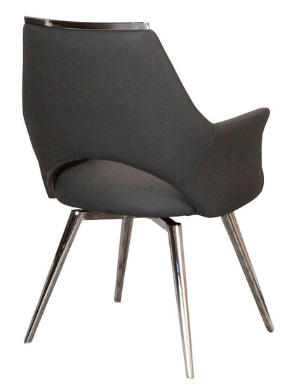 Sunset Trading - Atlas Upholstered Swivel Dining Chair w Arms  - Dark Gray/Silver Chrome Legs - CR-G5033-01 veiw 2