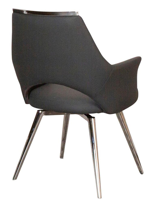 Sunset Trading - Atlas Upholstered Swivel Dining Chair w Arms  - Dark Gray/Silver Chrome Legs - CR-G5033-01 veiw 2