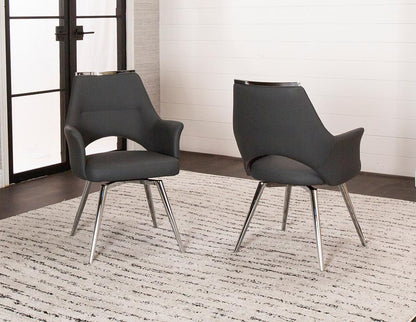 Sunset Trading - Atlas Upholstered Swivel Dining Chair w Arms  - Dark Gray/Silver Chrome Legs - CR-G5033-01 veiw 3