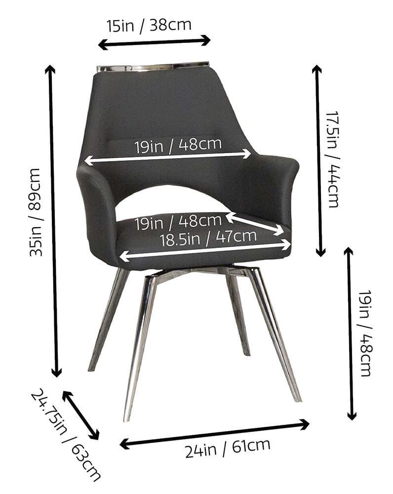 Sunset Trading - Atlas Upholstered Swivel Dining Chair w Arms  - Dark Gray/Silver Chrome Legs - CR-G5033-01 veiw 4