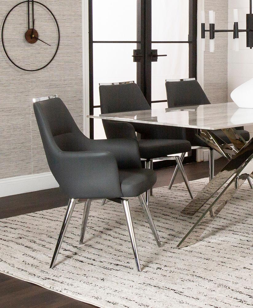 Sunset Trading - Atlas Upholstered Swivel Dining Chair w Arms  - Dark Gray/Silver Chrome Legs - CR-G5033-01 veiw 5