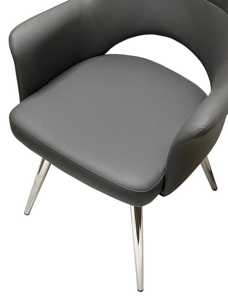 Sunset Trading - Atlas Upholstered Swivel Dining Chair w Arms  - Dark Gray/Silver Chrome Legs - CR-G5033-01 veiw 7