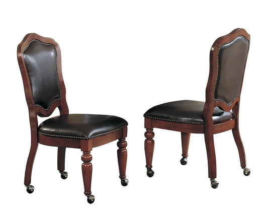 Sunset Trading - Bellagio Upholstered Barstools with Backs - Counter Height Dining Chairs - Distressed Cherry Brown Wood - Nailheads (Set of 2) - CR-87148-24-2 veiw 2