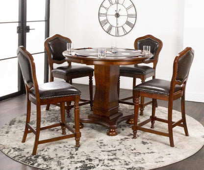 Sunset Trading - Bellagio Upholstered Barstools with Backs - Counter Height Dining Chairs - Distressed Cherry Brown Wood - Nailheads (Set of 2) - CR-87148-24-2 veiw 4