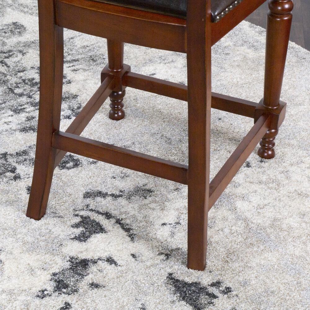 Sunset Trading - Bellagio Upholstered Barstools with Backs - Counter Height Dining Chairs - Distressed Cherry Brown Wood - Nailheads (Set of 2) - CR-87148-24-2 veiw 5