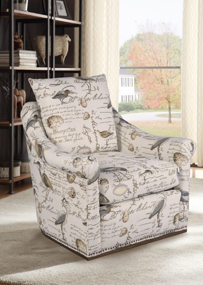 Sunset Trading - Birdscript Swivel Chair - Low Back - Rolled Arms - Nailhead Trim - SU-1593-93-854825 veiw 2