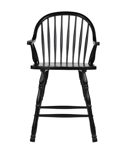 Sunset Trading - Black Cherry Selections 24in Counter Height Windsor Arm Stool - Antique Black (Set of 2) - DLU-B3024A-AB-2 veiw 4