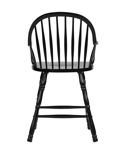 Sunset Trading - Black Cherry Selections 24in Counter Height Windsor Arm Stool - Antique Black (Set of 2) - DLU-B3024A-AB-2 veiw 6