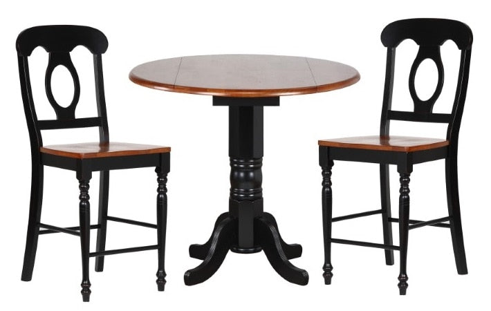 Sunset Trading - Black Cherry Selections 3 Piece 42 Round Drop Leaf Pub Table Set With Napoleon Stools - DLU-TPD4242CB-B50-BCH3PC veiw 1