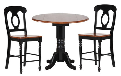 Sunset Trading - Black Cherry Selections 3 Piece 42 Round Drop Leaf Pub Table Set With Napoleon Stools - DLU-TPD4242CB-B50-BCH3PC veiw 1