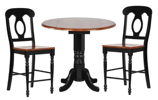 Sunset Trading - Black Cherry Selections 3 Piece 42 Round Drop Leaf Pub Table Set With Napoleon Stools - DLU-TPD4242CB-B50-BCH3PC veiw 1