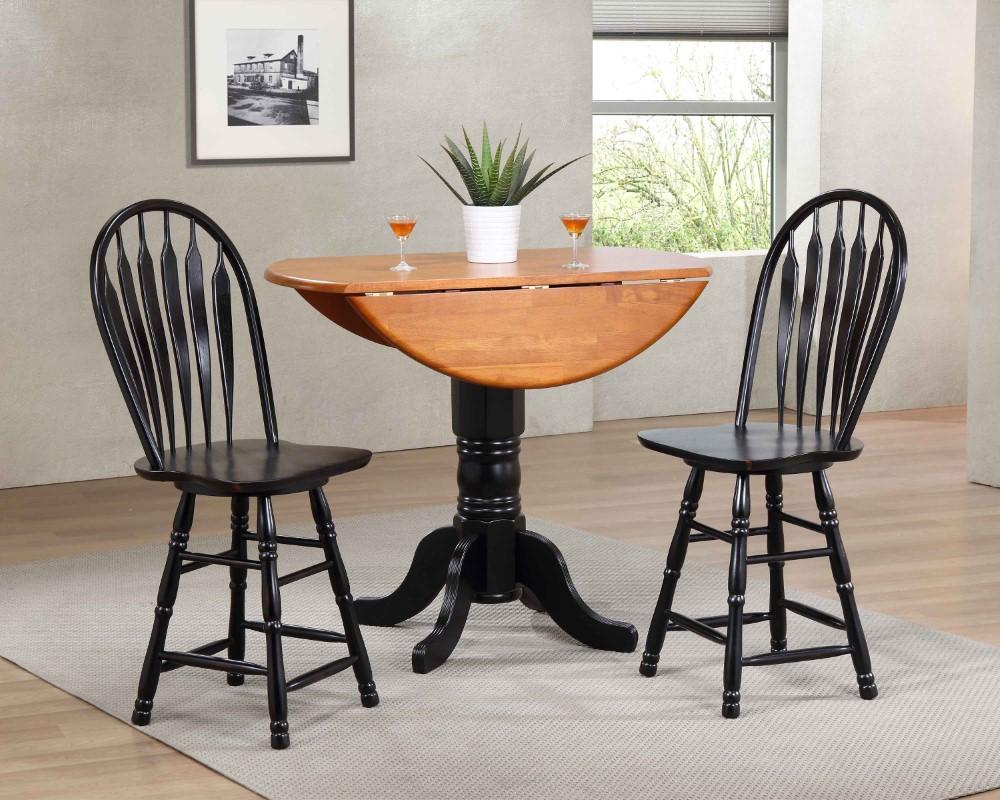 Sunset Trading - Black Cherry Selections 3 Piece Drop Leaf Pub Table Set With 24 Swivel Barstools - DLU-TPD4242CB-B24-AB3PC veiw 1