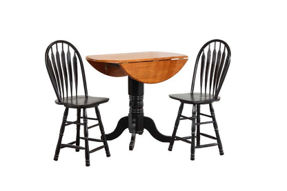Sunset Trading - Black Cherry Selections 3 Piece Drop Leaf Pub Table Set With 24 Swivel Barstools - DLU-TPD4242CB-B24-AB3PC veiw 2