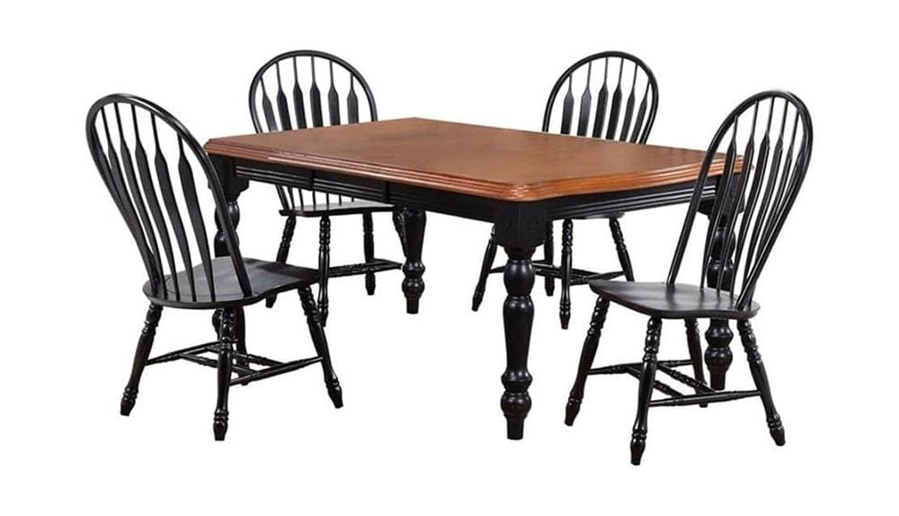 Sunset Trading - Black Cherry Selections 5 Piece 56-72in Rectangular Extendable Dining Set with 4 Comfort Back Chairs  - Distressed Antique Black with Cherry - DLU-SLT4272-4130-AB5PC veiw 1