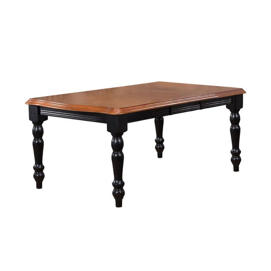 Sunset Trading - Black Cherry Selections 56-72in Rectangular Extendable Dining Table  - Distressed Antique Black with Cherry - DLU-SLT4272-BCH veiw 1