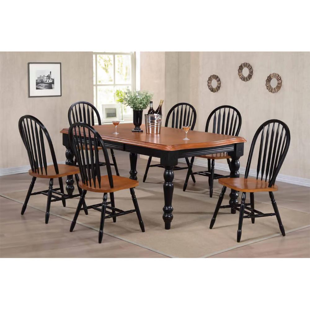 Sunset Trading - Black Cherry Selections 56-72in Rectangular Extendable Dining Table  - Distressed Antique Black with Cherry - DLU-SLT4272-BCH veiw 2