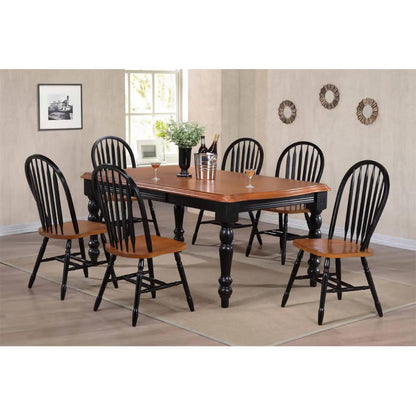 Sunset Trading - Black Cherry Selections 56-72in Rectangular Extendable Dining Table  - Distressed Antique Black with Cherry - DLU-SLT4272-BCH veiw 2