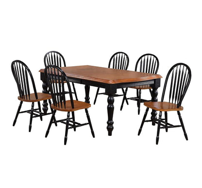 Sunset Trading - Black Cherry Selections 7 Piece 56-72in Rectangular Extendable Dining Set with Arrowback Windsor Chairs  - Distressed Antique Black with Cherry - DLU-SLT4272-820-BCH7PC veiw 1