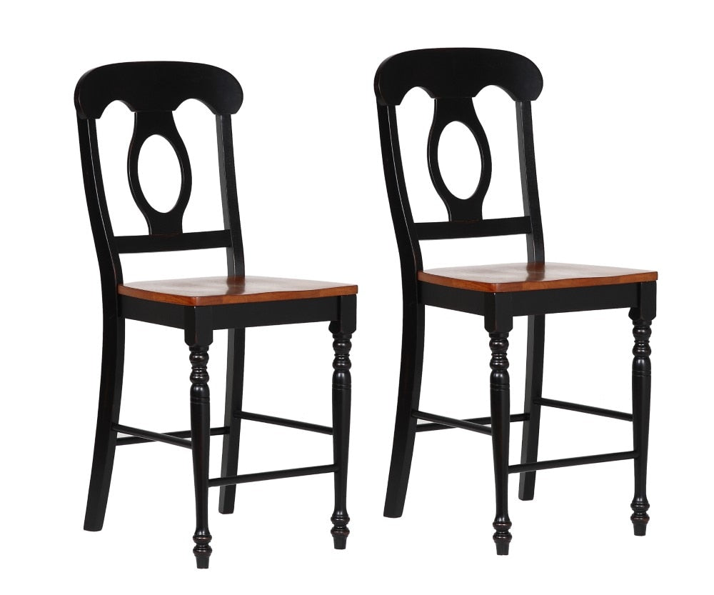 Sunset Trading - Black Cherry Selections Napoleon Barstool with Arms - Antique Black and Cherry - Counter Height Stool  (Set of 2) - DLU-B50A-BCH-2 veiw 3