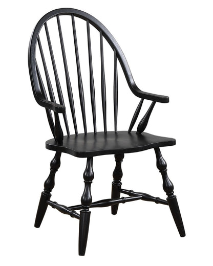 Sunset Trading - Black Cherry Selections Windsor Spindleback Dining Chair with Arms - Antique Black - DLU-C30A-AB veiw 1