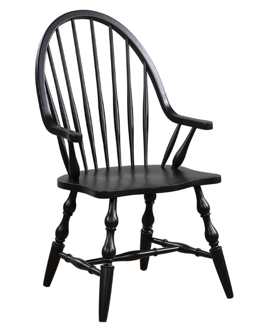 Sunset Trading - Black Cherry Selections Windsor Spindleback Dining Chair with Arms - Antique Black - DLU-C30A-AB veiw 1