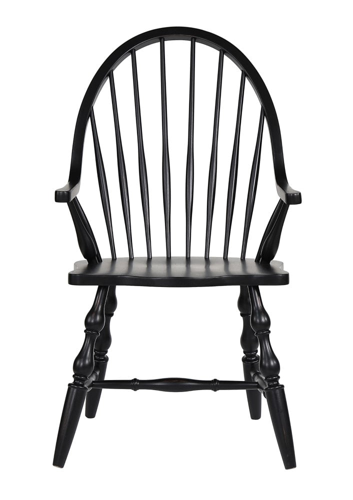Sunset Trading - Black Cherry Selections Windsor Spindleback Dining Chair with Arms - Antique Black - DLU-C30A-AB veiw 4
