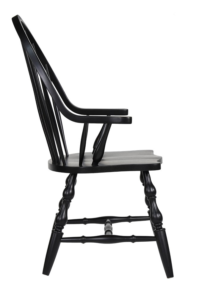 Sunset Trading - Black Cherry Selections Windsor Spindleback Dining Chair with Arms - Antique Black - DLU-C30A-AB veiw 5
