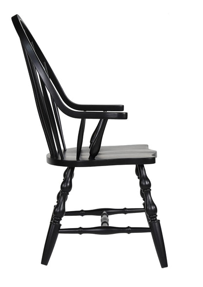 Sunset Trading - Black Cherry Selections Windsor Spindleback Dining Chair with Arms - Antique Black - DLU-C30A-AB veiw 5