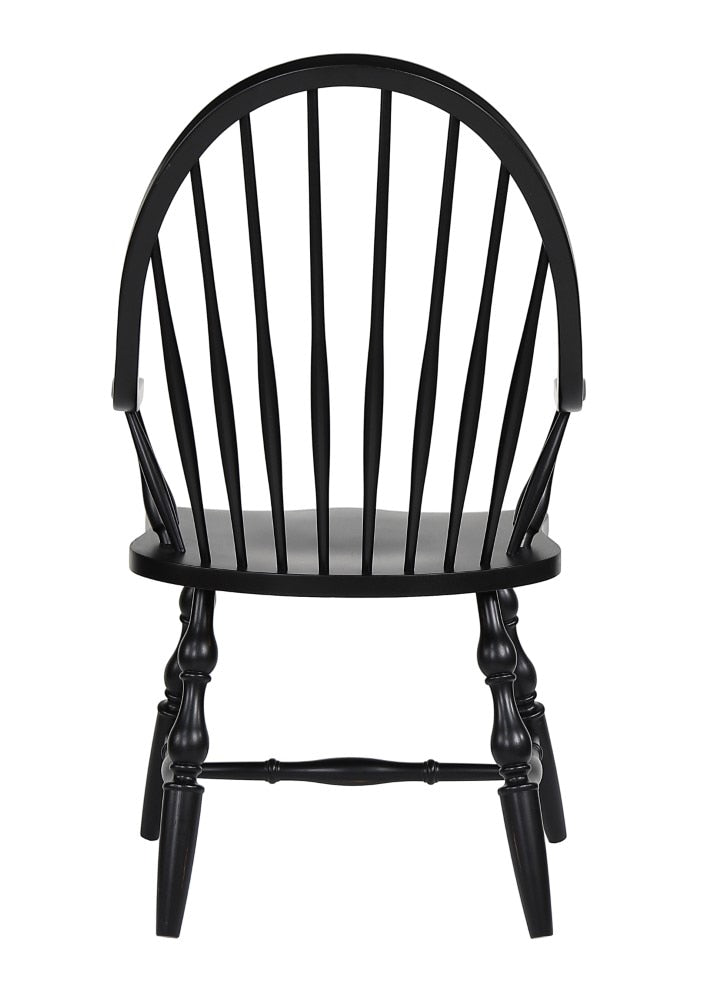 Sunset Trading - Black Cherry Selections Windsor Spindleback Dining Chair with Arms - Antique Black - DLU-C30A-AB veiw 6