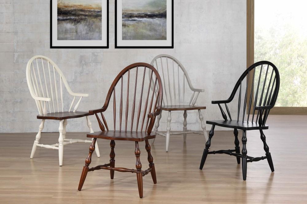 Sunset Trading - Black Cherry Selections Windsor Spindleback Dining Chair with Arms - Antique Black - DLU-C30A-AB veiw 7