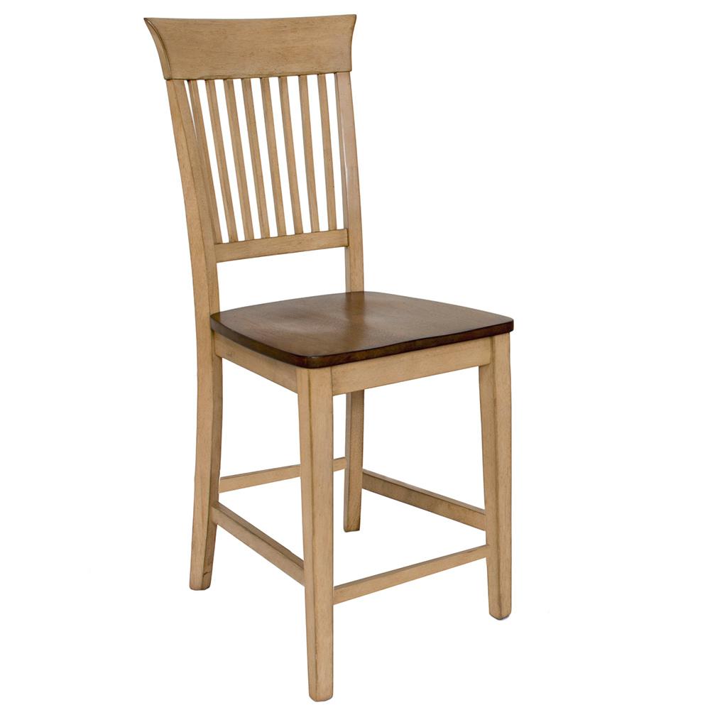 Sunset Trading - Brook 10 Piece 48in Square Pub Set with Fancy Slat Stools  - Distressed Two Tone Light Creamy Wheat with Warm Pecan Brown - DLU-BR4848CB-B70-SRPW10PC veiw 5
