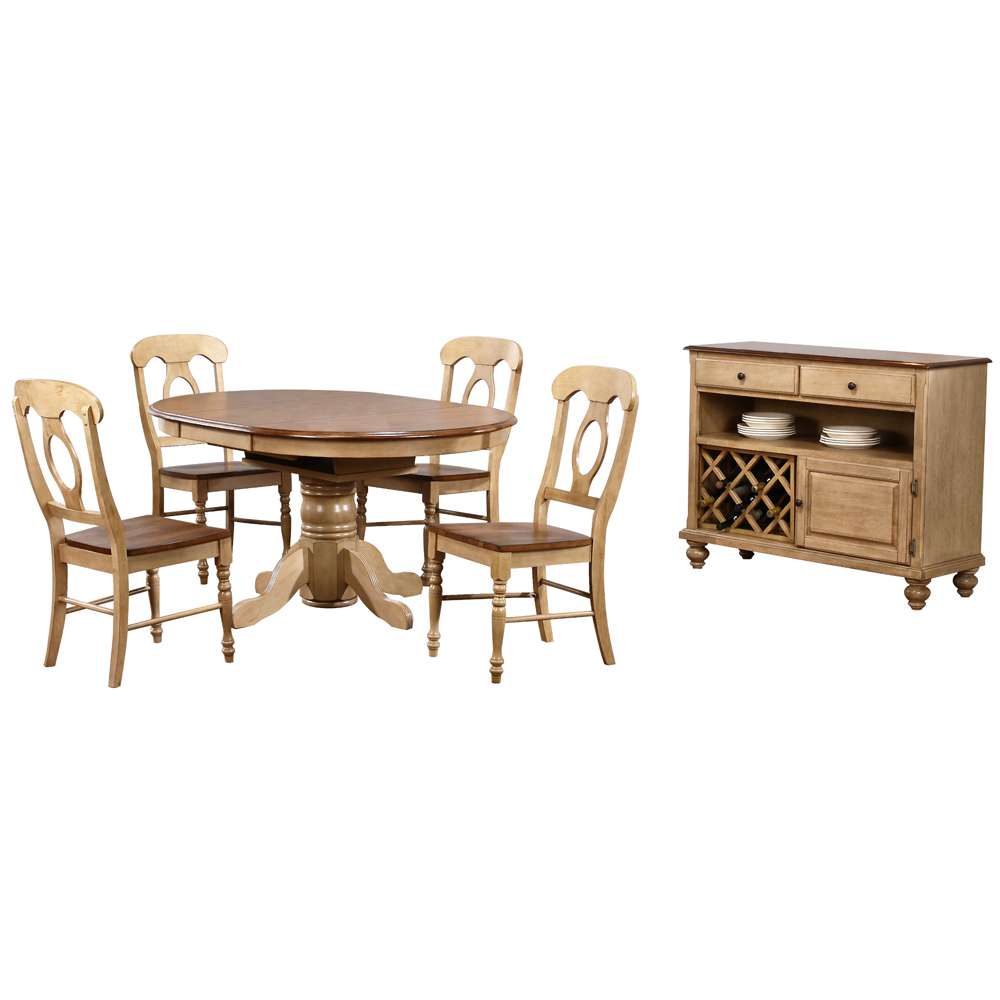 Sunset Trading -  Brook  6 Piece 42in Round or 60in Oval Extendable Dining Set  - DLU-BR4260-C50-SRPW6PC veiw 1