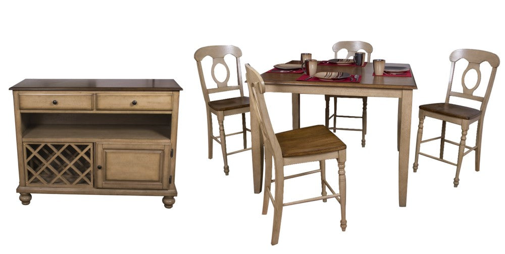 Sunset Trading - Brook 6 Piece 48 Square Pub Set With Napoleon Stools And Server - DLU-BR4848CB-B50-SRPW6PC veiw 1