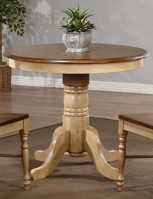 Sunset Trading - Brook Round Pedestal Dining Table - DLU-BR3636-PW veiw 2