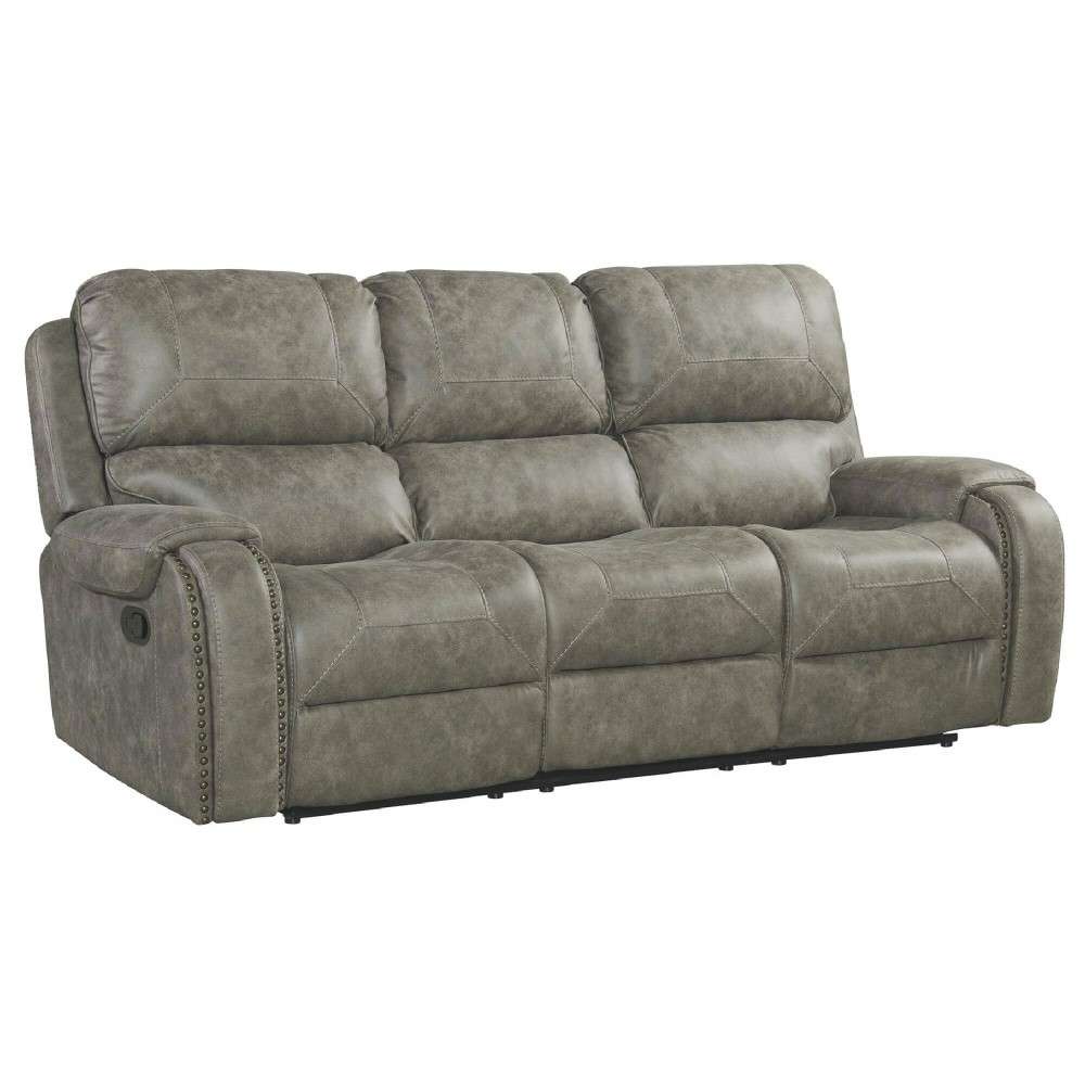 Sunset Trading - Calvin 86in Wide Dual Reclining Sofa Nailheads Easy to Clean Gray Fabric Couch - SU-CL23004100-305_CLOSEOUT veiw 1