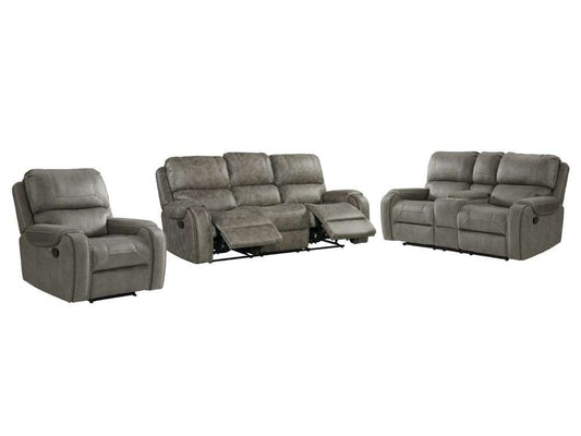 Sunset Trading - Calvin 3 Piece Reclining Living Room Set Sofa, Recliner and Loveseat with Storage Console Nailheads Easy to Clean Gray Upholstery - SU-CL23004100-3PC_CLOSEOUT veiw 1