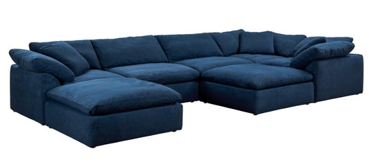 Sunset Trading Contemporary Puff Collection 7PC Slipcovered Modular U-Shaped Pit Sectional Sofa Performance Fabric Washable Water-Resistant Stain-Proof 176in Deep-Seating Down-Filled Lounge Couch Navy Blue - SU-1458-49-3C-2A-2O veiw 1