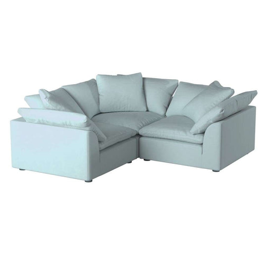 Sunset Trading Contemporary Puff Collection 3PC Slipcovered L-Shape Sectional Sofa Performance Fabric Washable Water-Resistant Stain-Proof 88in Deep-Seating Down-Filled Modular Corner Couch Ocean Blue - SU-1458-43-3C veiw 1