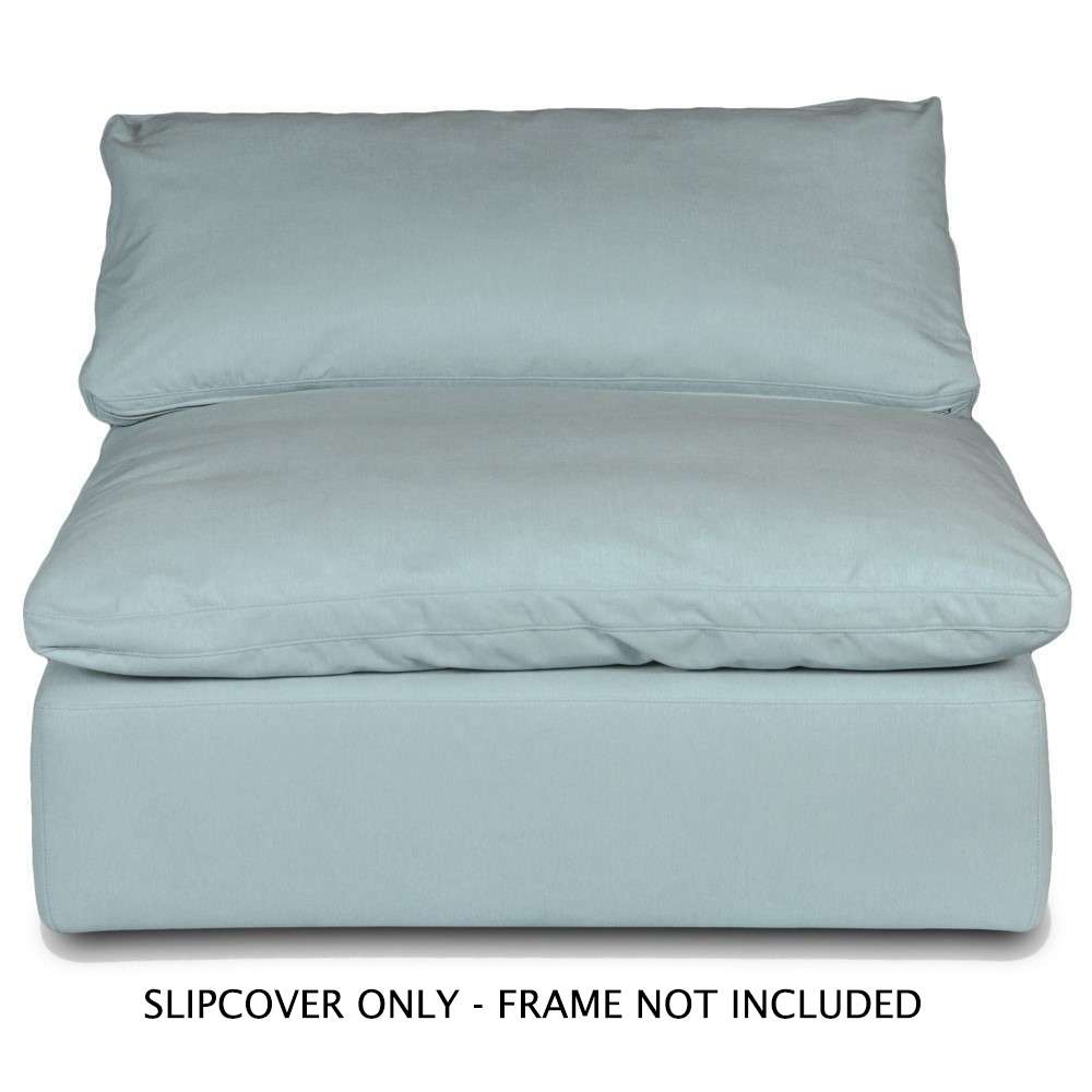 Sunset Trading Contemporary Puff Collection Slipcover Only for 44in Square Modular Couch Armless Chair Performance Fabric Washable Water-Resistant Stain-Proof Oversized Sofa Sectional Cover Ocean Blue - SU-145837SC-391043 veiw 1