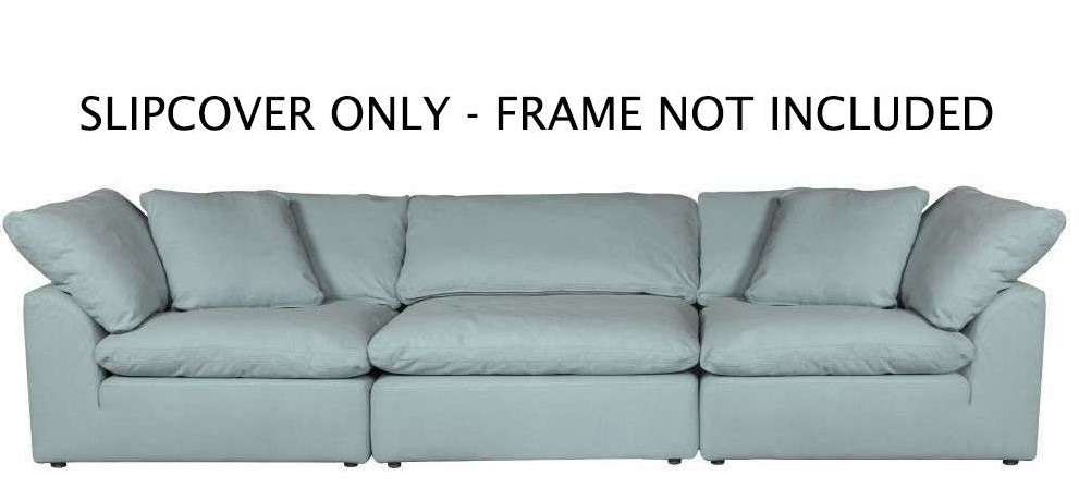Sunset Trading Contemporary Puff Collection Slipcover Only for 3PC 132in Sectional Sofa Performance Fabric Washable Water-Resistant Stain-Proof Modular Couch Fitted Slip Covers Ocean Blue - SU-1458SC-43-2C-1A veiw 1