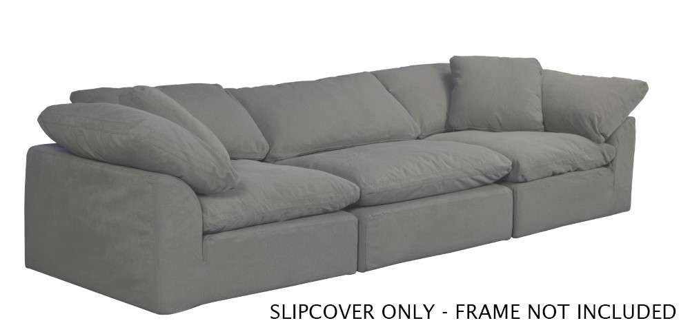 Sunset Trading Contemporary Puff Collection Slipcover Only for 3PC 132in Sectional Sofa Performance Fabric Washable Water-Resistant Stain-Proof Modular Couch Fitted Slip Covers Gray - SU-1458SC-94-2C-1A veiw 1